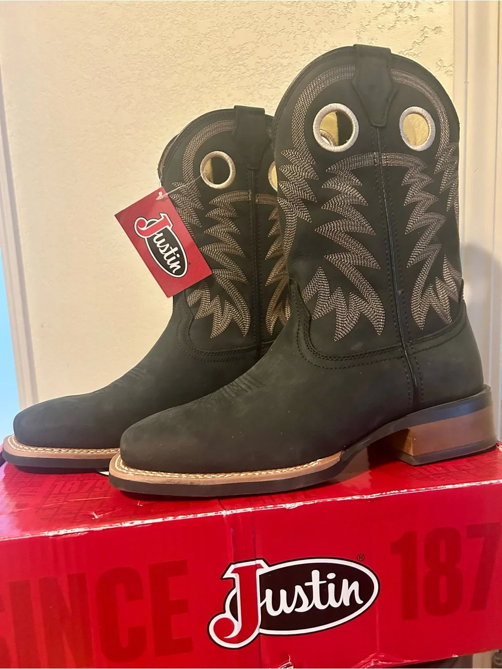 Justin Boots Black Show Stopper Western Pull-On Men’s Work Boots